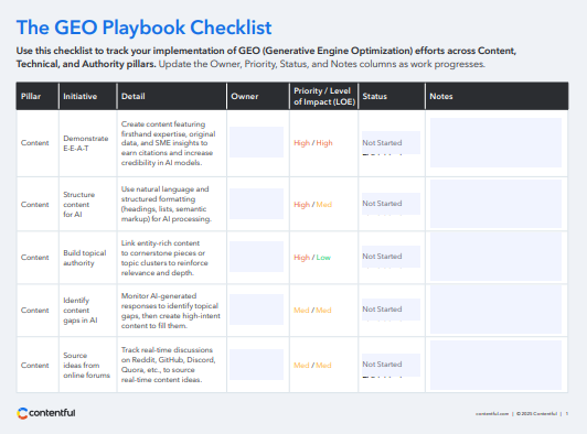 The GEO playbook checklist template